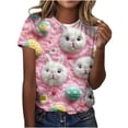 thumbnail image 1 of Tops de Ajuste Suelto para las Mujeres Sudadera Casual Impresa Manga Corta Cuello Redondo Superior, Poliéster, 1 of 4