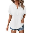 thumbnail image 6 of Htigea Short Sleeve Sweater for Women Summer Business Casual Dressy Outfits Work Tops Lightweight Spring Blouses 2025 White,L, 6 of 6