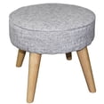 thumbnail image 1 of 13.5" Tall Foot Stool, Mid-Century Design, Brown Suede Tartan, 1 of 2