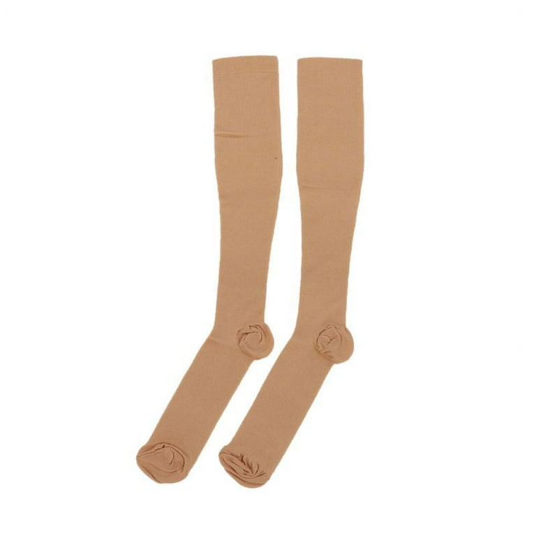 Compression Socks for Women and Men, Compression Outdoors Stockings,  Pressure Nylon Varicose Vein Stocking, Best Medical, Running, Nursing,  Hiking, Recovery & Flight Socks, 1 Pair, S - XL, Nude 