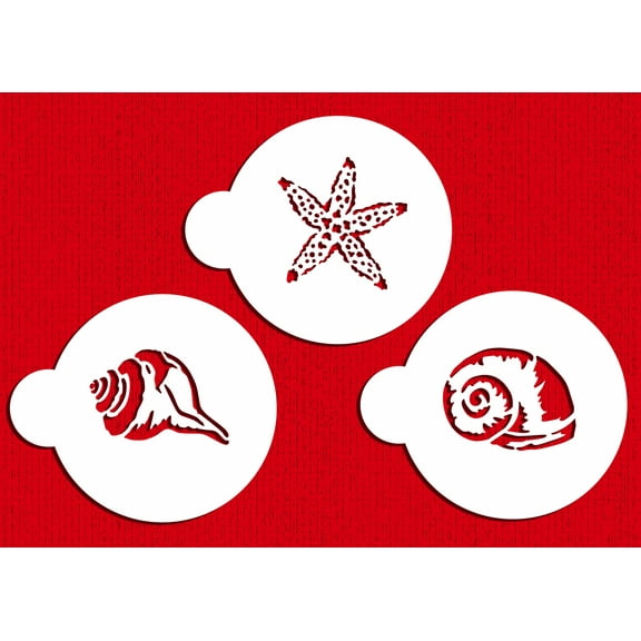 Designer Stencils Shells Cookie Stencil Set, Beige/Semi-Transparent