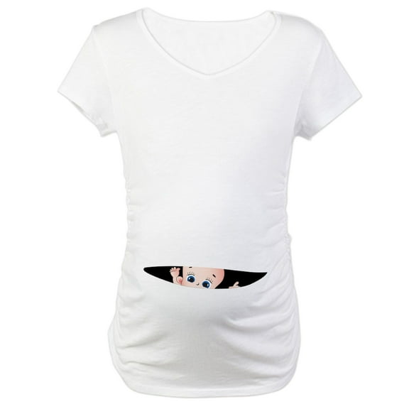 CafePress - Bebe Cache / Hidden Baby Maternity T Shirt - Cotton Maternity T-shirt, Cute & Funny Pregnancy Tee