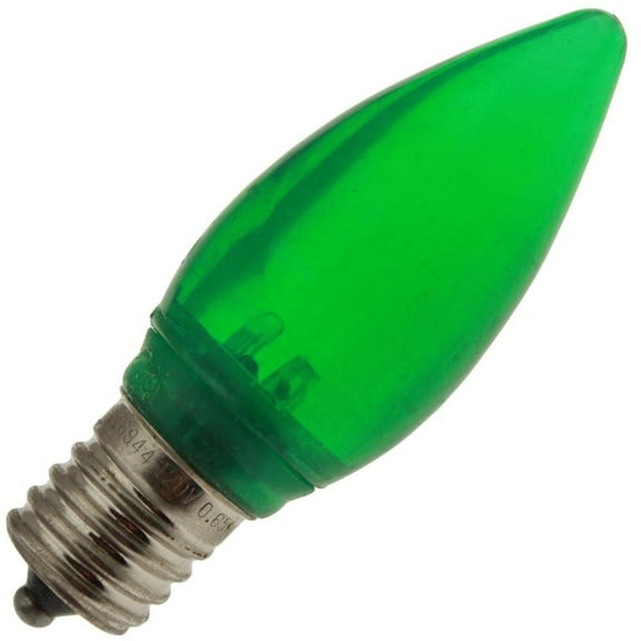 LED-Green-C9 120-130V LED Light Bulb, E17 Base, (25 Pack)