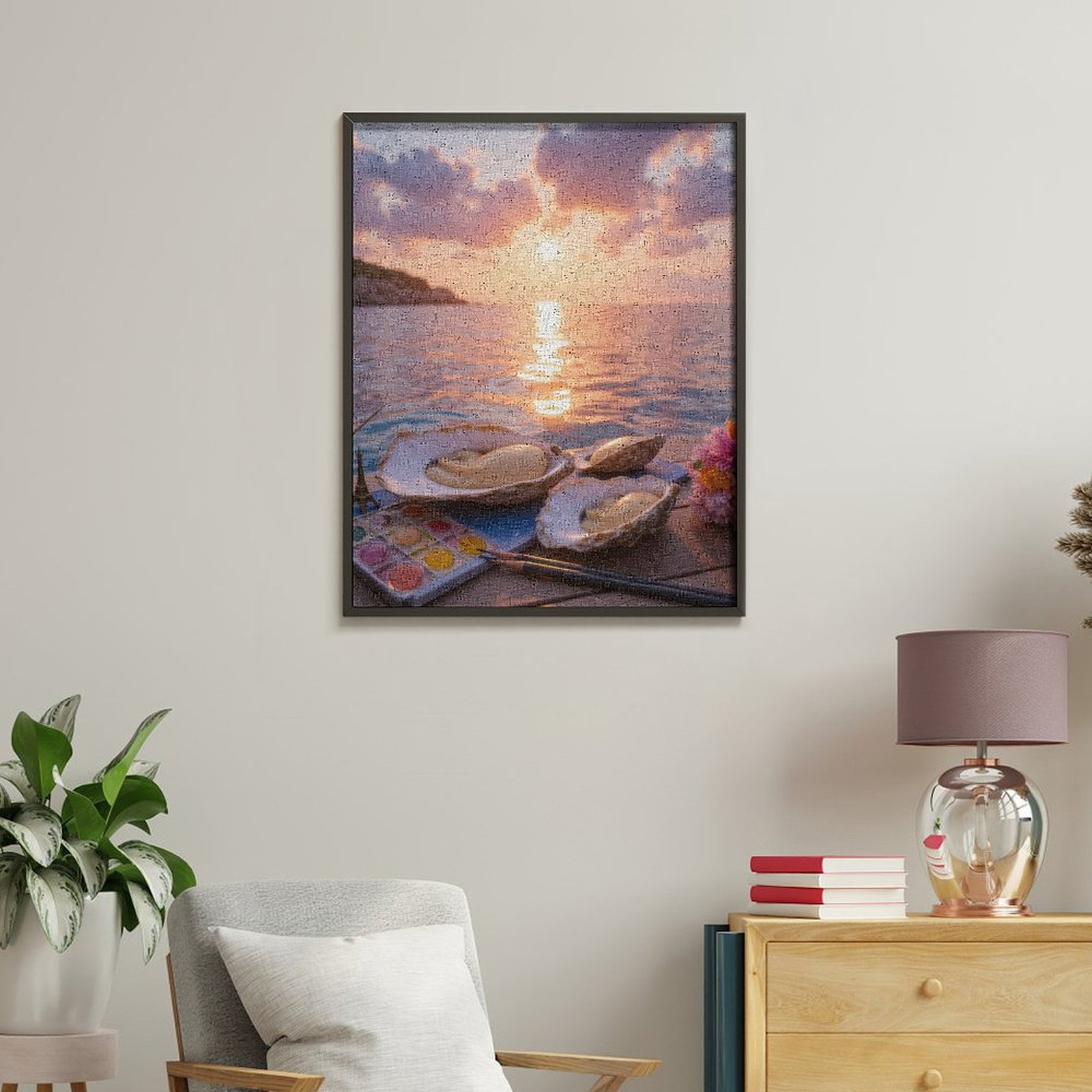 Paint By Numbers Kit for Adults Beginner - Sunset Ocean Art Palette Pearl DIY Canvas Painting Kits for Adults, Frameless Paint By Number for Adults for Home Wall Decor 16x20 Inch