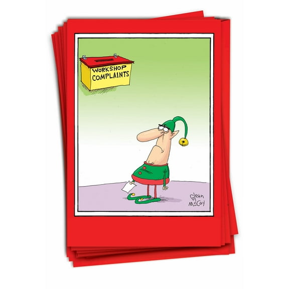 12 Funny Christmas Cards Pack (1 Design, 12 Cards) - Workshop complain