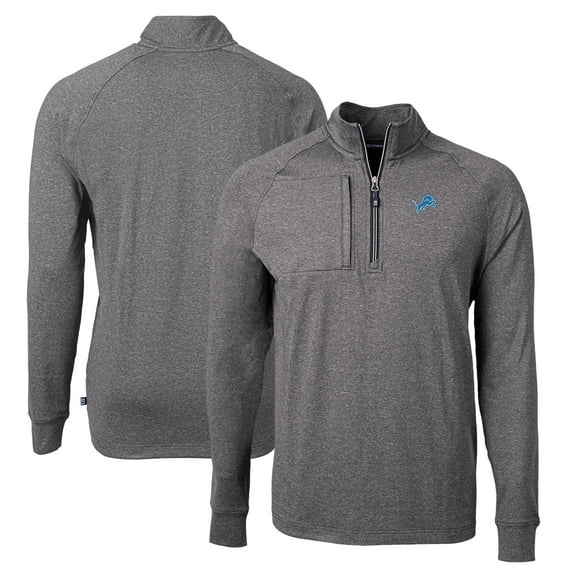 Men's Cutter & Buck  Heather Black Detroit Lions  Adapt Eco Knit Quarter-Zip Pullover Top