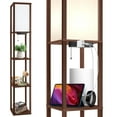 thumbnail image 5 of OUTON Floor Lamp with Shelves, Dimmable Floor Lamp with 3 Color Temperature, 1 USB Ports & 1 Type C Prots & 1 Power Outlet, Linenshade for Bedroom&Office&Living Room, Walnut, 5 of 12