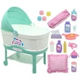 thumbnail image 2 of Little Darlings: 12" Bassinet Baby Doll Set - Teal, Pink, Stars - Soft Body Doll, Plastic Bassinet, Accessories, New Adventures, Toddler Kids Ages 2+, 2 of 7