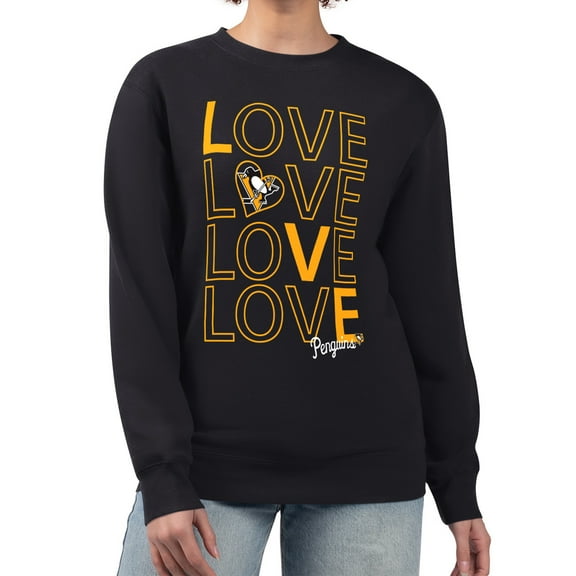 Women's G-III 4Her by Carl Banks  Black Pittsburgh Penguins Lots Of Love Team Logo Graphic Pullover Sweatshirt