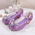 thumbnail image 2 of Quealent Princess Shoes High Heel Toddler Girls Dress Shoes Cute Bowknot Sparkle Mary Jane Flower Girls Wedding Birthday Party Prom for Little Big Kids Purple for Size 13, 2 of 9