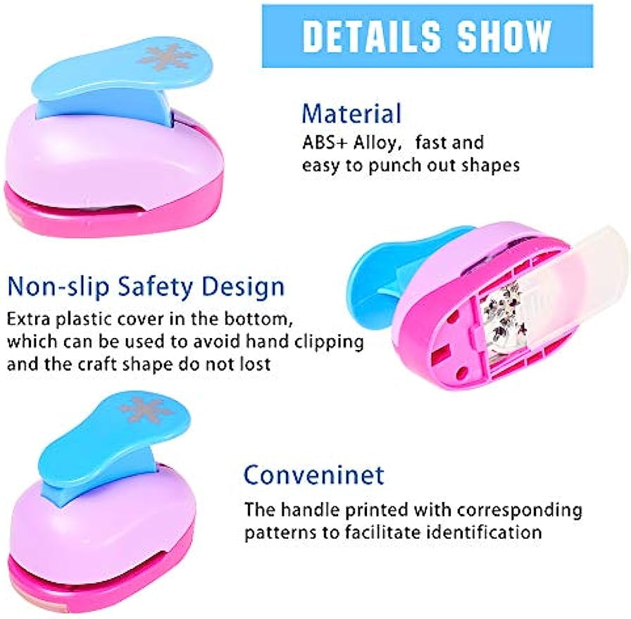 3pcs 3 Sizes Snowflake Shape Plastic Paper Punch Hole Puncher for Scrapbook Engraving Greeting Card Making DIY