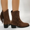 thumbnail image 5 of UngA Cowboy Boots Women Square Toe Wide Fringe Western Boots Mid Calf Cowgirl Boots Pull On Fashion Embroidered Cowboy Boots with Tassel Brown,Size 8.5, 5 of 7