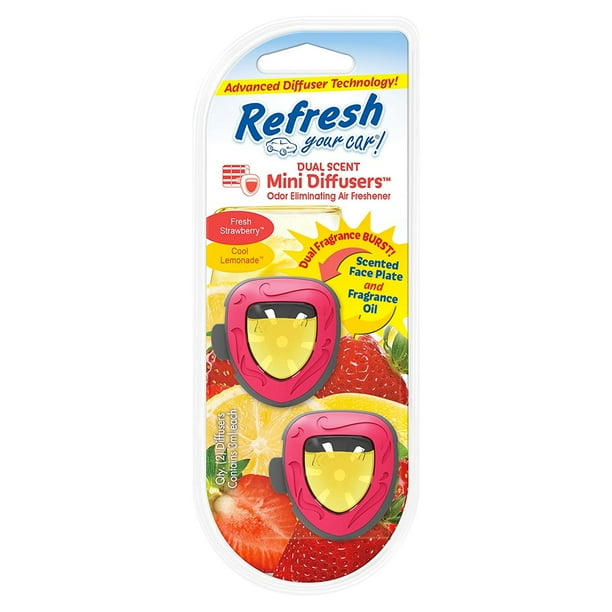 Refresh Vent Clip Mini Diffusers Air Freshener, Fresh Strawberry/Cool