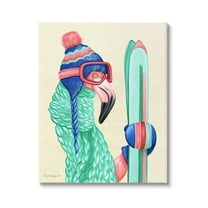 Stupell Industries Flamingo Bird Wearing Skiing Winter Sports Clothes Graphic Art Gallery Wrapped Canvas Print Wall Art, Design by Amelie Legault