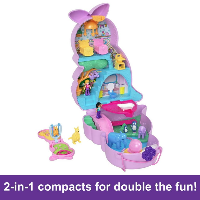Polly Pocket 2-in-1 Mama and Joey Kangaroo Purse, Travel Toy with