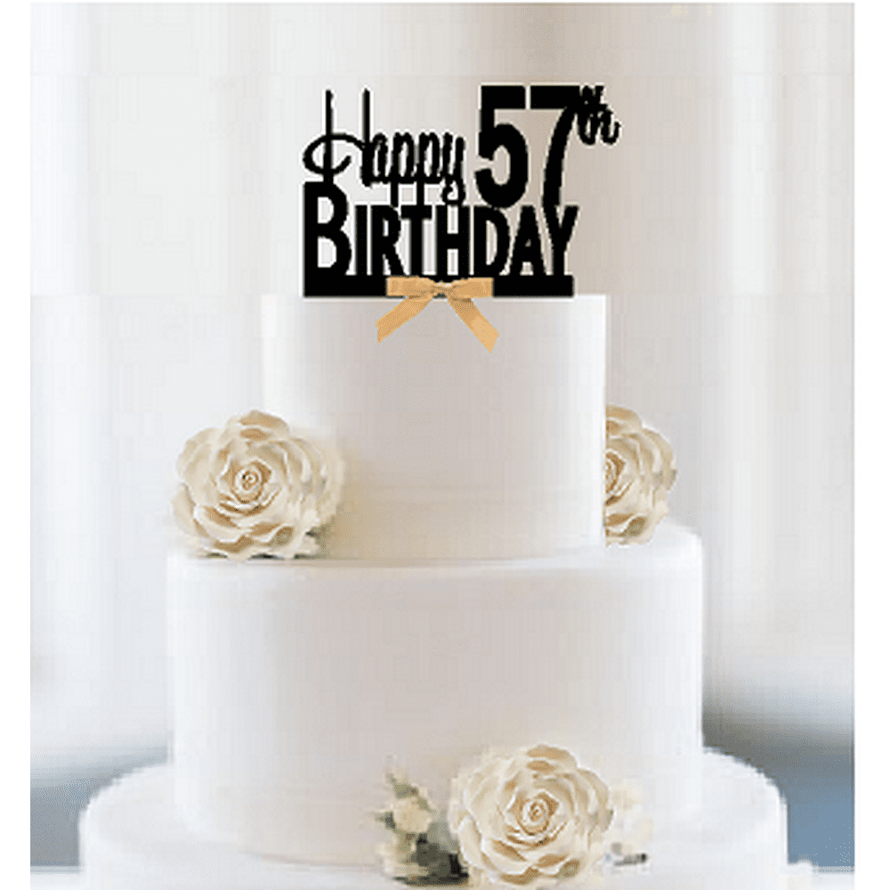 Item#057CTGR - Happy 57th Birthday Elegant Cake Decoration Topper with ...