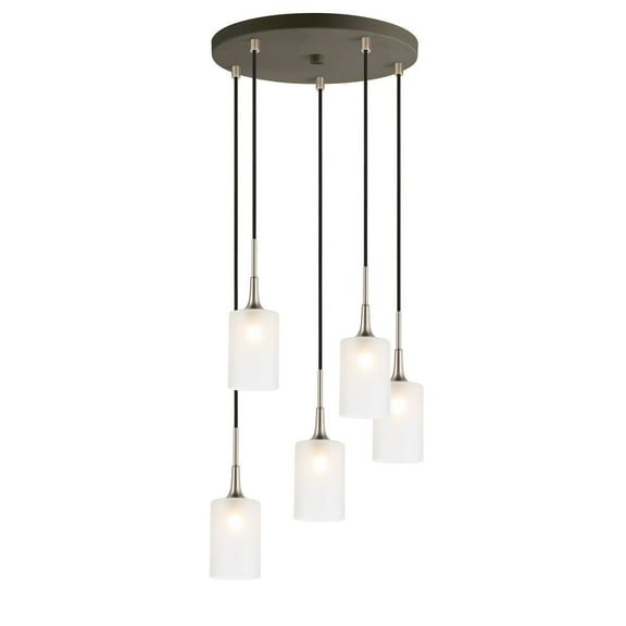 Woodbridge Lighting Elise 5-Light Glass Cluster Pendant in Chrome/Bronze/Opal
