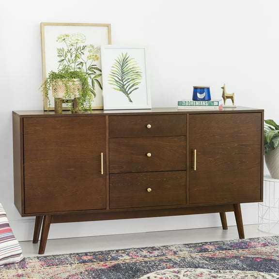 Walker Edison Larsen 2-Door TV Stand for TVs up to 66", Walnut