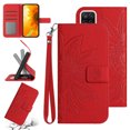 thumbnail image 1 of Feishell Slim Wallet Case for Samsung Galaxy A42 5G,for Men Women,Sunflower Embossed Pattern PU Leather Flip Cover Magnetic Closure Folio Card Slots Kickstand Phone Case with Hand Strap,Red, 1 of 11
