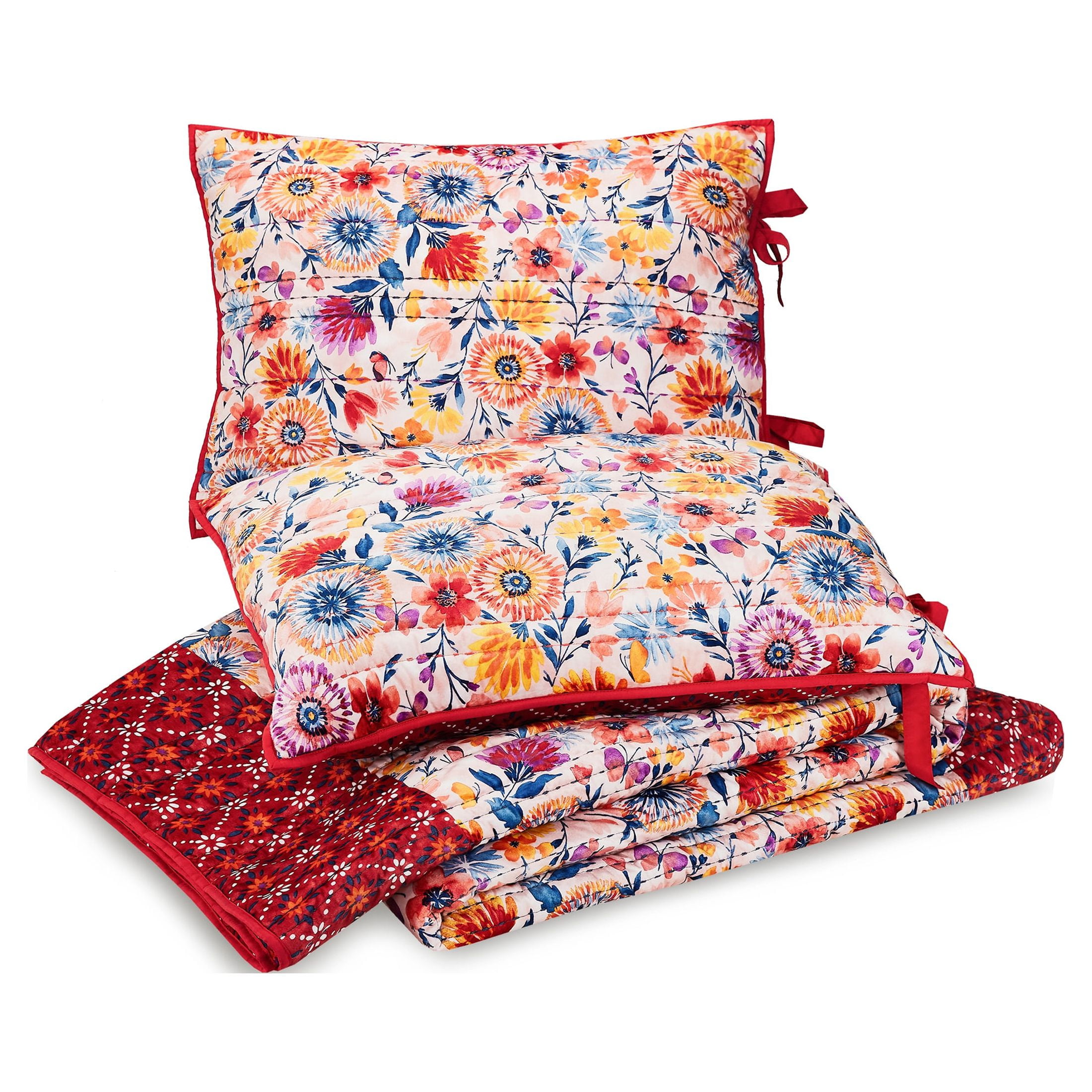 The Pioneer Woman Fluttering Fancies Polyester Velvet Quilt, Full/Queen