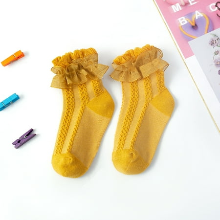 

Puloru Baby Lace Princess Socks Solid Color Anti-slip Short Tube Floor Hosiery