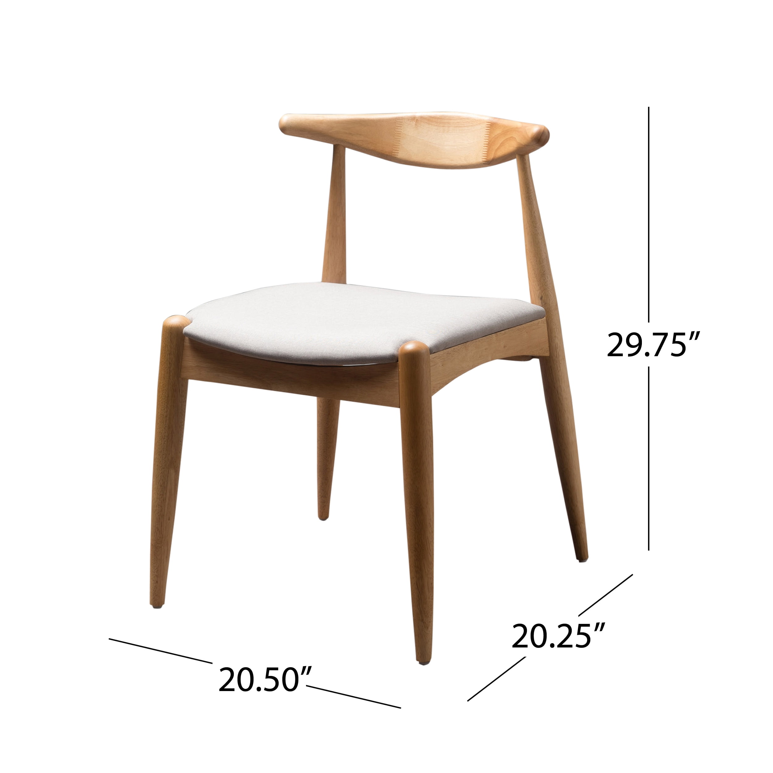 Noble House Eliza Indoor Mid-Century Modern Fabric Dining Chairs, Set of 2, Beige