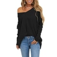 thumbnail image 3 of LYXSSBYX Women Long Sleeve Tops Fashion Womens Solid Color Long Sleeve V Neck Tee Casual Popular Blouse Tops, 3 of 9