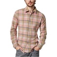 thumbnail image 2 of Jinhomg Long Sleeve Big And Tall Shirts For Men Fall Lightweight Plaid Casual Shirt Collar Loose Fit Gingham Shirts With Pocket Pink,S, 2 of 6