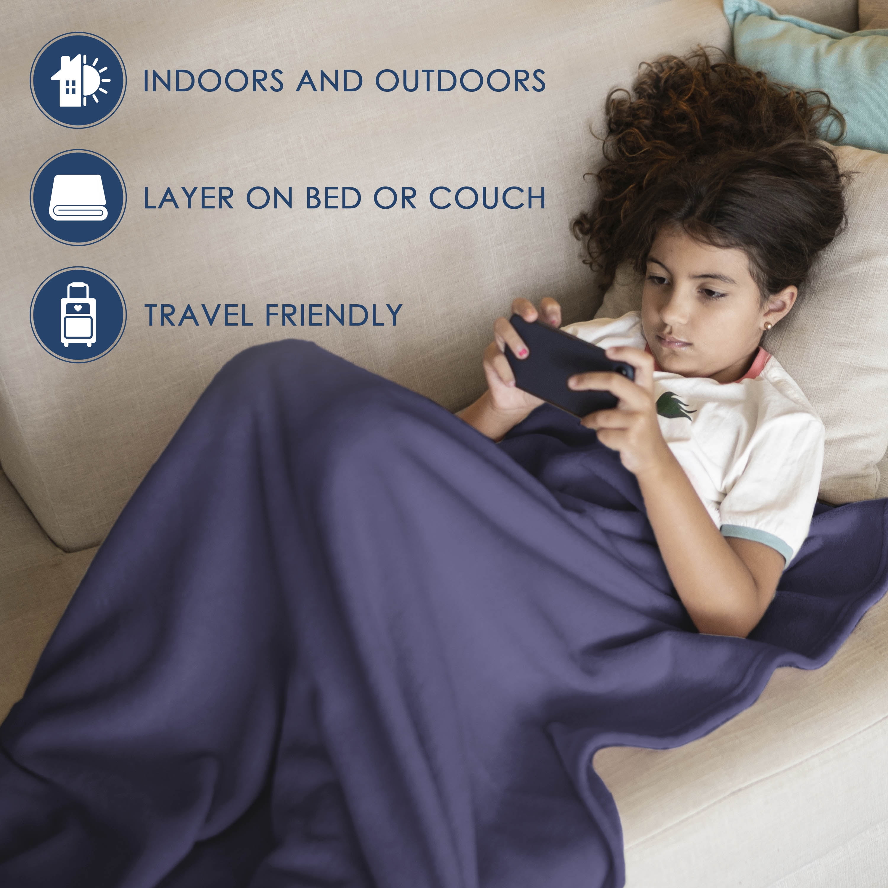 Comfy Supersoft Fleece Bed Blanket – Lightweight All-Season – King Size – Navy