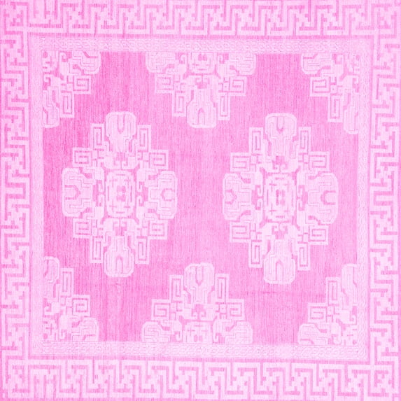 Ahgly Company Indoor Square Oriental Pink Traditional Area Rugs, 5' Square