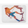 thumbnail image 1 of Indie Bath Mat, Athletic Man Climbing Up the Cliff Rocky Mountain Professional Summer Sports, Non-Slip Plush Mat Bathroom Kitchen Laundry Room Decor, 29.5 X 17.5 Inches, Blue Mauve Ginger, Ambesonne, 1 of 2