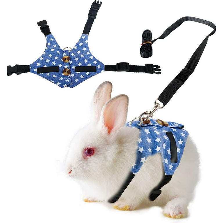 Rabbit Vest Harness and Leash Set Adjustable Formal Suit Style Adjustable Soft Bunny Harness for Bunny Rabbit Kitten Small Animal Walking