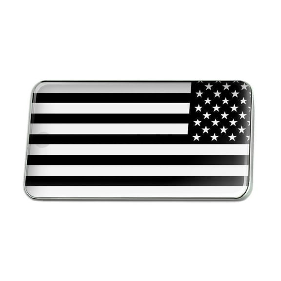 Subdued Reverse American USA Flag Black White Military Tactical Metal Rectangle Lapel Hat Pin Tie Tack Pinback