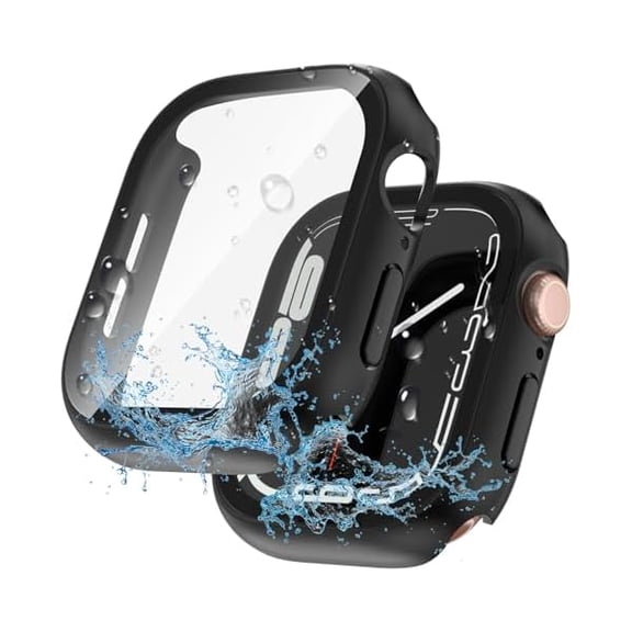 2 in 1 Waterproof Case for Apple Watch Screen Protector SE SE 2 SE 3(2025) Series 4 5 6 44mm Built-in Tempered Glass [Overal Protective] Ultra-Thin PC Bumper Cover Compatible iWatch 44mm