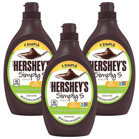 Hersheys Simply 5 Genuine Chocolate  Syrup, 21.8 Oz Bottle (3 (Best Chocolate Syrup For Mocha)