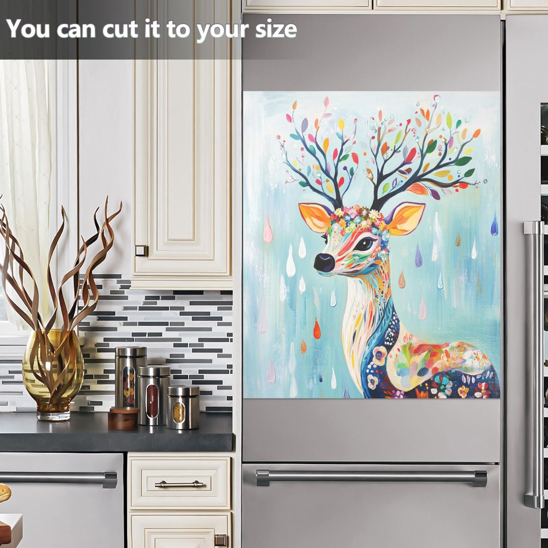 Dishwasher Magnetic Sticker 23x26 Inch Refrigerator Magnetic Sticker Washing Machine Magnetic Sticker Kitchen Panel Magnetic Sticker Home Decor Colorful Cool Deer