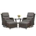 thumbnail image 4 of POCASSY 5 Pieces Patio Furniture Set with Swivel Chairs and Ottomans, High Back Deep Seat Cushioned Wicker Outdoor Conversation Set for Porch & Balcony, Brown Wicker/Gray Cushion, 4 of 11