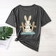 thumbnail image 3 of Camisas de Manga Corta para las Mujeres Moda Casual Impresión Cuello Redondo Suéter Tee Blusas, 3 of 4