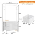 thumbnail image 3 of Clothing Racks with 4 Drawers, Storage Closet with Metal Frame and Wooden Top, Garment Rack with Hanging Rod and 2 Side Hooks, Freestanding Closet Garment Rack for Bedroom, Hallway, 3 of 7