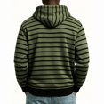 thumbnail image 3 of Men's Striped Henley Hoodie, Long Sleeve Button Placket Drawstring Pullover Hooded Sweatshirt, 3 of 7