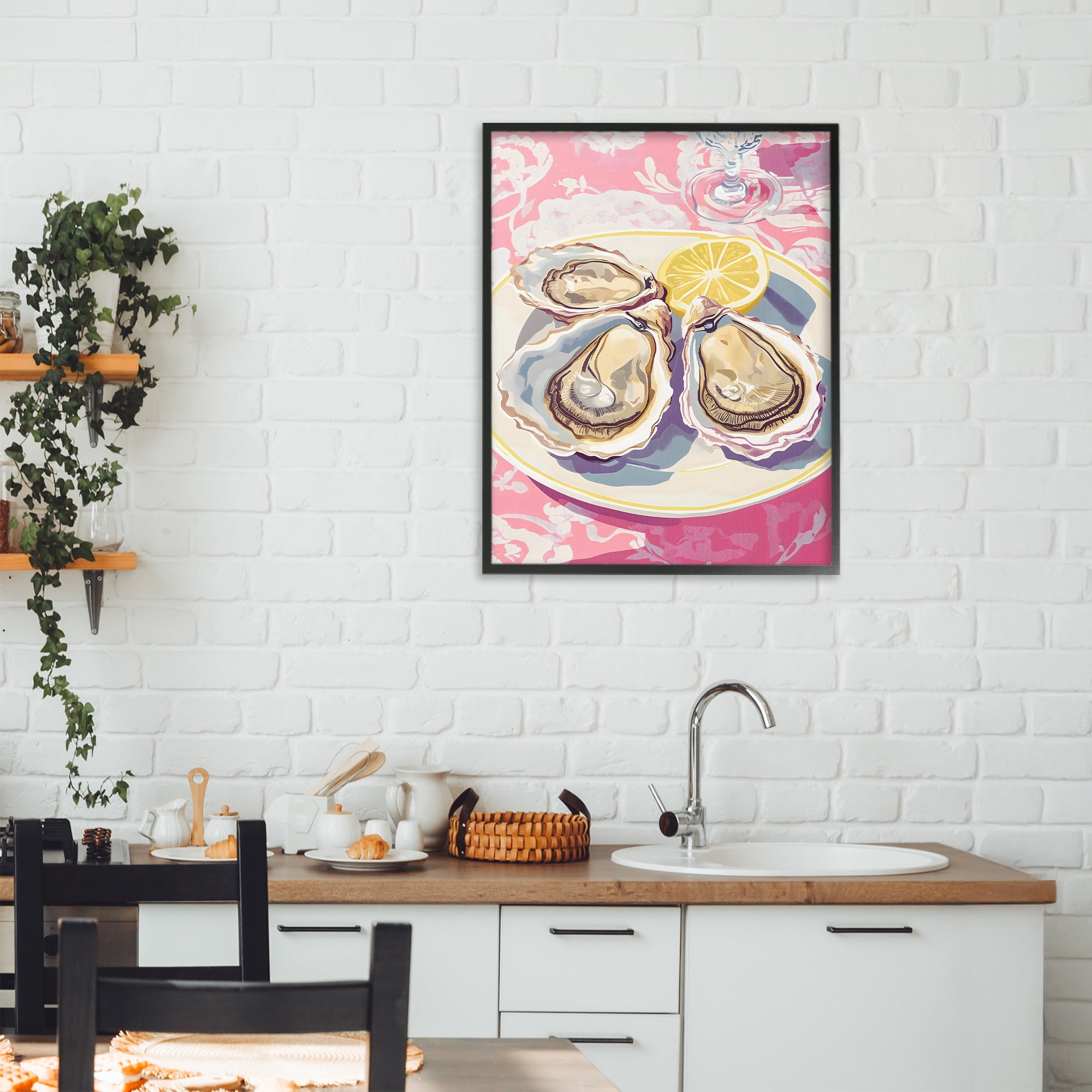 Stupell Industries Plated Oysters & Lemons Black Framed Giclee Art, design by The Prints Vibe