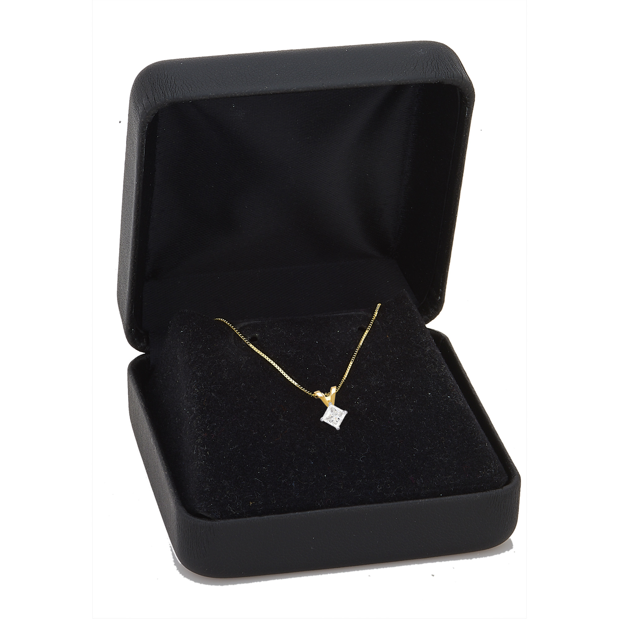 Arista 3/4 ct Princess Diamond Women's Pendant with Box Chain in 14K Yellow Gold , 18" (J, I2-I3)