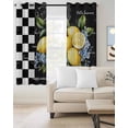 thumbnail image 3 of Blackout Curtains for Bedroom, Lemon Room Darkening Window Drapes for Living Room, Spring Summer Black White Checkered Plaid Thermal Insulated Grommet Curtains, 52x72 inch, 2 Panels, 3 of 9