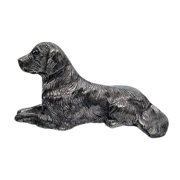9 Inches Metal Retriever Sitting Dog Statue: a Must-Have for Dog Lovers : The Perfect Addition to Your Household (Silver)