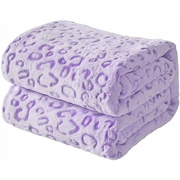 Flannel Fleece Throw Microfiber Blanket with 3D Cheetah Print, 90"X108", Purple