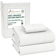 thumbnail image 3 of RUVANTI 100% Organic Cotton Sheets - Twin XL Sheet Sets - 3 Piece Percale Weave Bedding, Crisp, Cooling & Breathable, Soft & Durable, 16" Deep Pocket, Hotel Quality Sábanas - Bit of Blue, 3 of 9