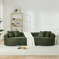 thumbnail image 4 of Modern Cloud 4-Seater Sectional Curved Sofa, Minimalist Compression Living Room Couch, No Assembly Needed, Chenille, Green, 4 of 12