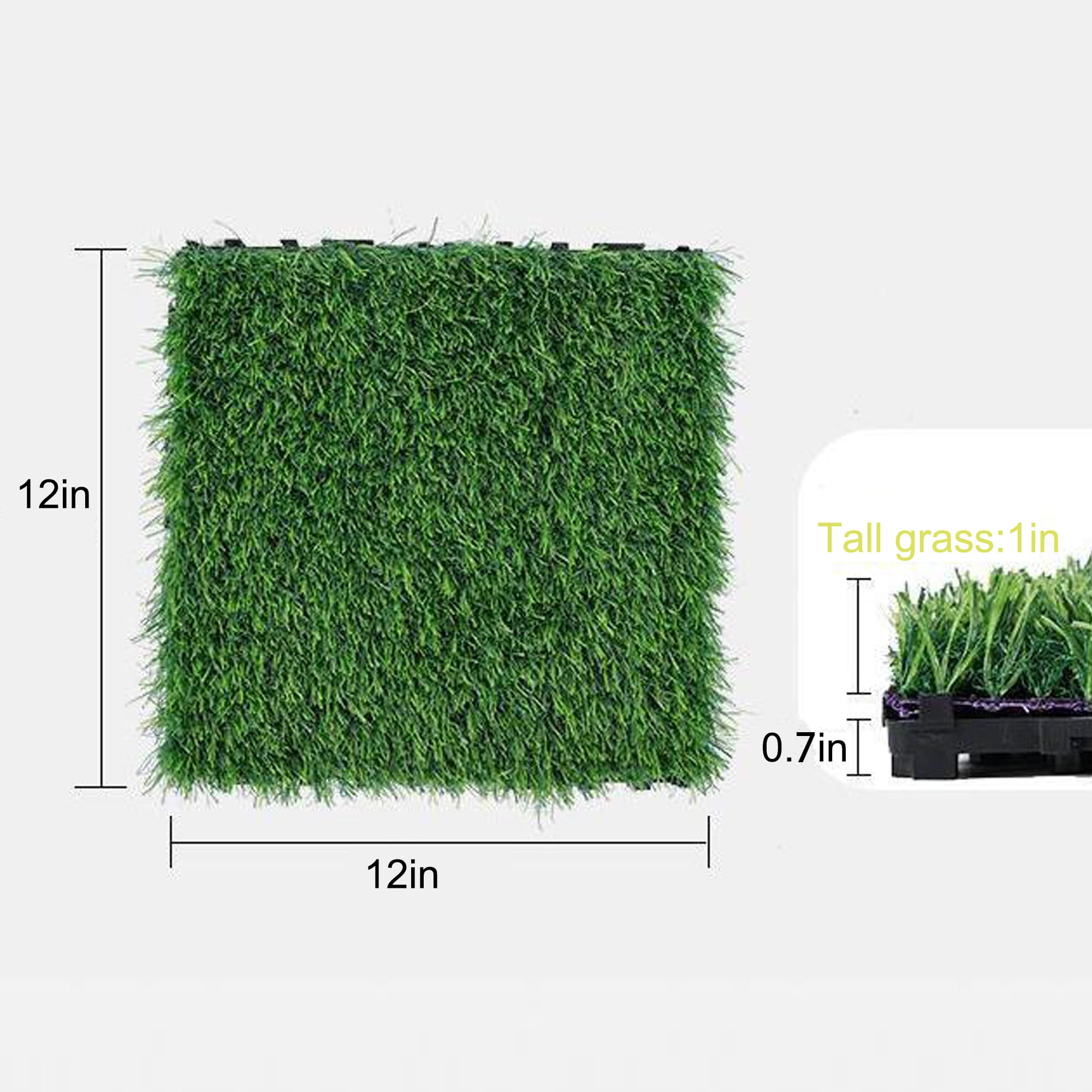 36Pcs Artificial Grass Tiles 12"x12" Interlocking Artificial Turf Floor Green PE PP Base for Patio Balcony Backyard Pet Dog Play Mat