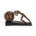 thumbnail image 4 of 5" x 8" Brown Polystone People Sculpture with Ball, by DecMode, 4 of 10