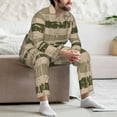 thumbnail image 5 of Mens Pajamas Set, Horizontal Striped Camouflage Button Down Long Sleeve Loungewear Sleepwear Pjs sets for Men, 5 of 5